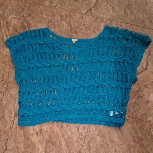 Hollister Teal Open-Knit Crop Top
